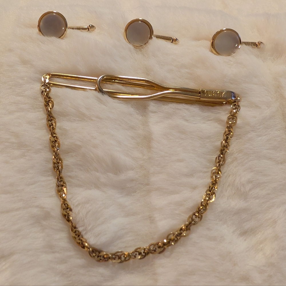 Vintage Swank Tie Bar and Stud Set